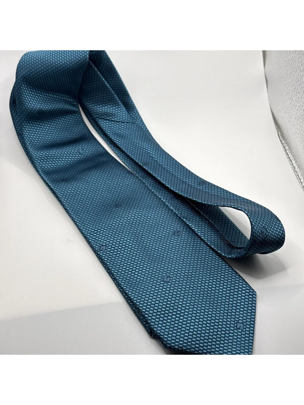 GUCCI Men’s Teal Mono Silk Tie GG Logo Pattern Standard